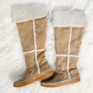 Michael Kors Tan Suede & Wool boots sz 7.5